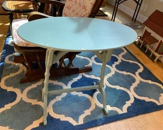 #41 Oval Teal Painted End Table 24x14x24 $20.00