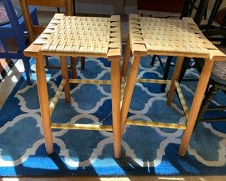 #44 (2) Bar Stools w/Oak Basket Weave 16X13X23 $30 each $60.00