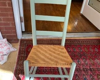#45 Sea Foam Green w/Basket Weave Seat Sewing Rocker $45.00