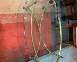 #53 Brass Base w/glass oval Top Coffee Table 48x27x16 $75.00