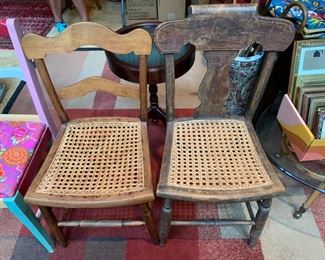 #54 Cane Seat wood Odd Dining Chair w/Vertical Slat $25.00
#55 Wood Dining Seat w/cane Seat w/slat back $25.00