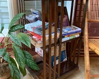 #60 Wood Spining BookShelf End Table - (Inlay shell) 17sq x 32 $150