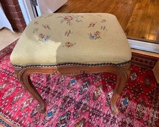#70 Wood Vanity Stool w/needlepoint top - vintage $30.00