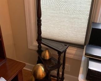 #72 Wood Curved Stair Plant Display Shelf w/leather top 18x60 $100.00