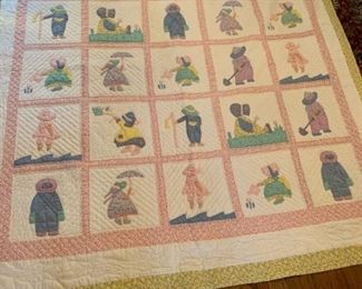 #83 Sonbonnet Sue and Little Boy Blue Twin Hand-quilted Quilt $90.00