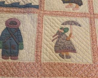 #83 Sonbonnet Sue and Little Boy Blue Twin Hand-quilted Quilt $90.00
