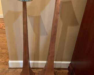 #86 (2) Copper Finish 2 pair Pillar Candle Holders 42" tall $40.00