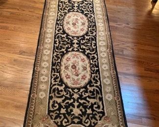 #85 Black Wool Runner Rug - 100x30 $50.00