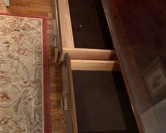 #90 Wood Desk w/glass protect - inlaid top w/3 drawers 58x27x30 $175.00