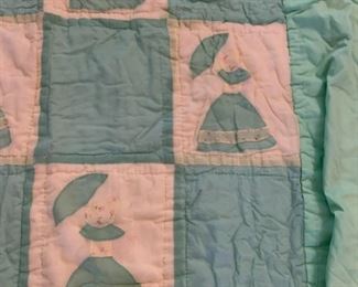 #92 Green Sonbonnet Sue Hand-quilted w/Double Ruffles on Sides $75.00