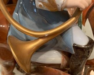 #93 Hand-painted in Czech Repubic Royal Dux Bohemia 12227 approx 20x20 - as is - Bugle broken $100.00