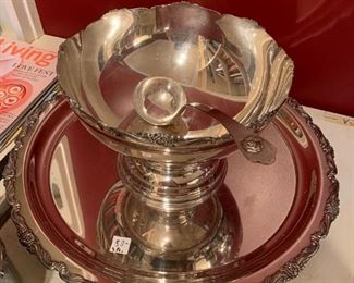 #100 Silver Punch Bowl w/silver Tray $50.00
