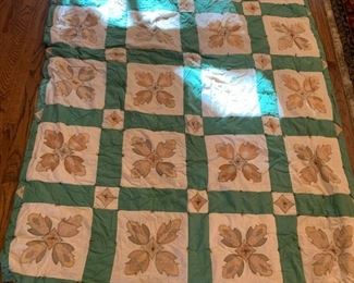 #107 Hand-tied Twin Appliqued twin Size Quilt $50.00