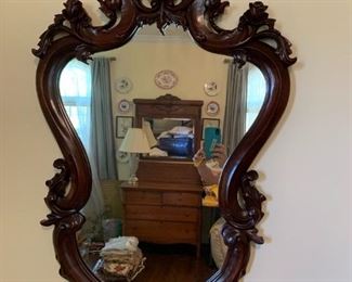 #113 Mahogany Wood Carved Mirror 26x42 $75.00
