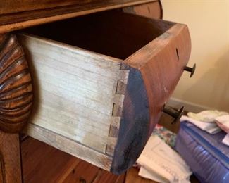 #114 Antique Bachelors Chest w/6 drawers & 1 door on wheels 32x19x50 $275.00
