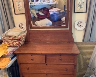 #115 Antique Dove-tailed Dresser w /Beveled Mirror 40x21x33 Mirror 39x45 $275.00
