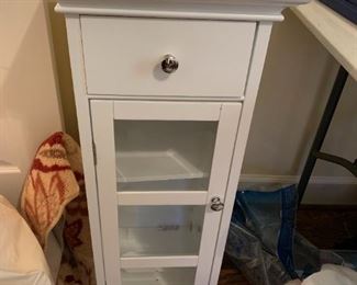 #116 White Laminate 2 shelf, 1 drawer Cabinet 13.5x12.5x 33 $20.00