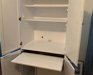 #120 White Painted Computer Cabinet w/pull-out tray 33x24x76 $75.00