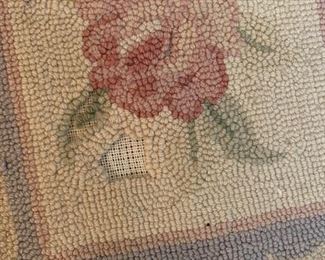 #127 Needlepoint Hand-hooked Rug - as is Stitching 94x132 $75.00