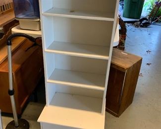 #144 White Laminate 4 shelf & 2 drawers cabinet 16x12x44 $25.00