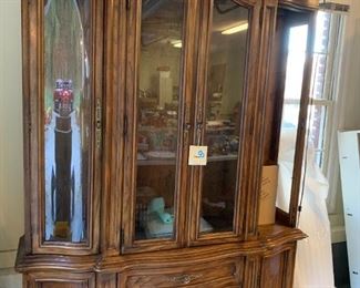 #145 Drexel China Cabinet -lighted w/4 glass shelves , 2 doors & 3 drawers 60x18x84 $175.00