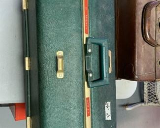 #167 Green Plastic Tackle Box w/contents $35.00