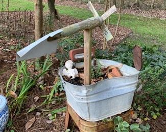#179 Metal Tub w/homemade windmill $30.00