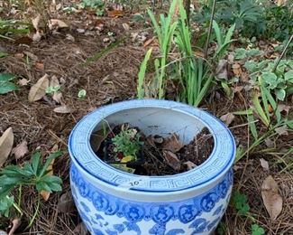 #180 Blue & White Outdoor Pot $20.00