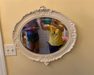 #190 White Carved oval Mirror $40.00