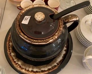 #203 BrownBrown pottery soup taring 4 piece $30
