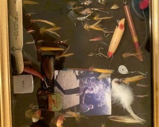#194 shadow box of fly fishing flyes $75.00