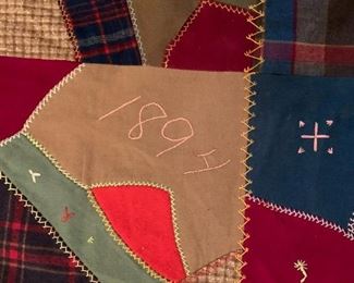 #197 quilt wool 1867 scrappie quilt square cover $75.00
