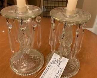 #205 china 2 crystal candle holders w/ prissoms $100.00