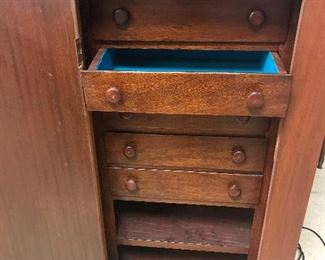 Walnut handmade Silver Chest with drawers and lock.  $95 