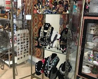 Antique Moorish Style Brass & Glass Display cabinet double doors & shelves.  $450 or best offer