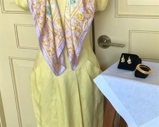 EXQUISITE VINTAGE GEOFFREY BEENE YELLOW LINEN DRESS FROM NEIMAN'S