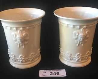 PAIR HAVILAND & PARLON, LIMOGES, REPRODUCTION OF MEISSEN BEAKER URN