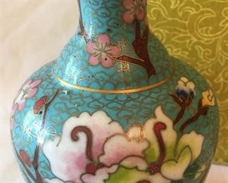 PRETTY CLOISONNÉ BUD VASE ON A STAND