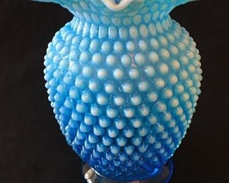 LARGE FENTON OPALESCENT HOBNAIL VASE