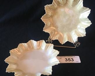 PAIR BEAUTIFUL BELLEEK DAINTY LUSTER DISHES