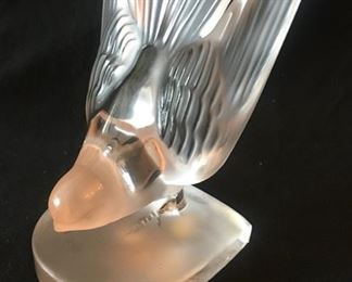 LALIQUE SWALLOW CRYSTAL BOOKEND