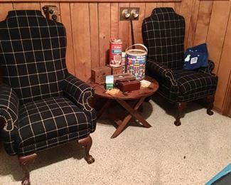 pair of upholstered arm chairs in perfect condition