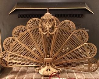 vintage brass fireplace fan 