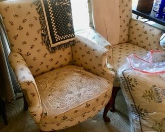 Pair of vintage rolled arm chairs