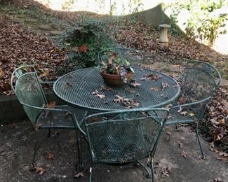 several sets of vintage outdoor iron furniture