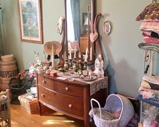 beautiful walnut chest  / dressing table with mirror