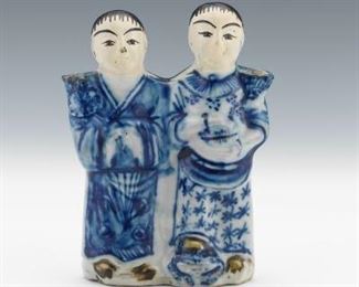  Chinese Porcelain Eunuch Incense Stick Holders, Qing Dynasty 