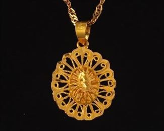  Ladies High Carat Gold Pendant on Chain 