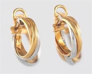  Pair of CartierStyle Trinity Gold Hoop Earrings 