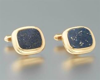  Pair of Lapis and Gold Cufflinks 